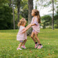 Custom Embroidered Colorblock Tee and Biker Shorts Set - Pink & Purple Set