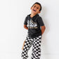Checkered Black+White Cargo Joggers