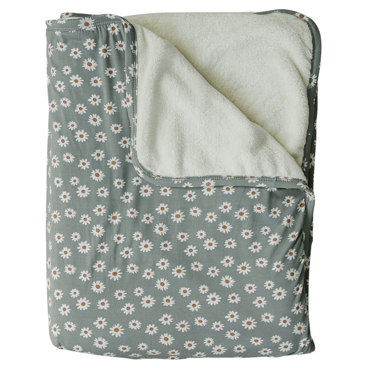 Light Green Daisy Bamboo Fleece Quilt - Little Joy Co.