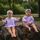 Custom Embroidered Bow Pumpkin Crewneck Sweatshirt or Bubble Romper - Blue or Purple