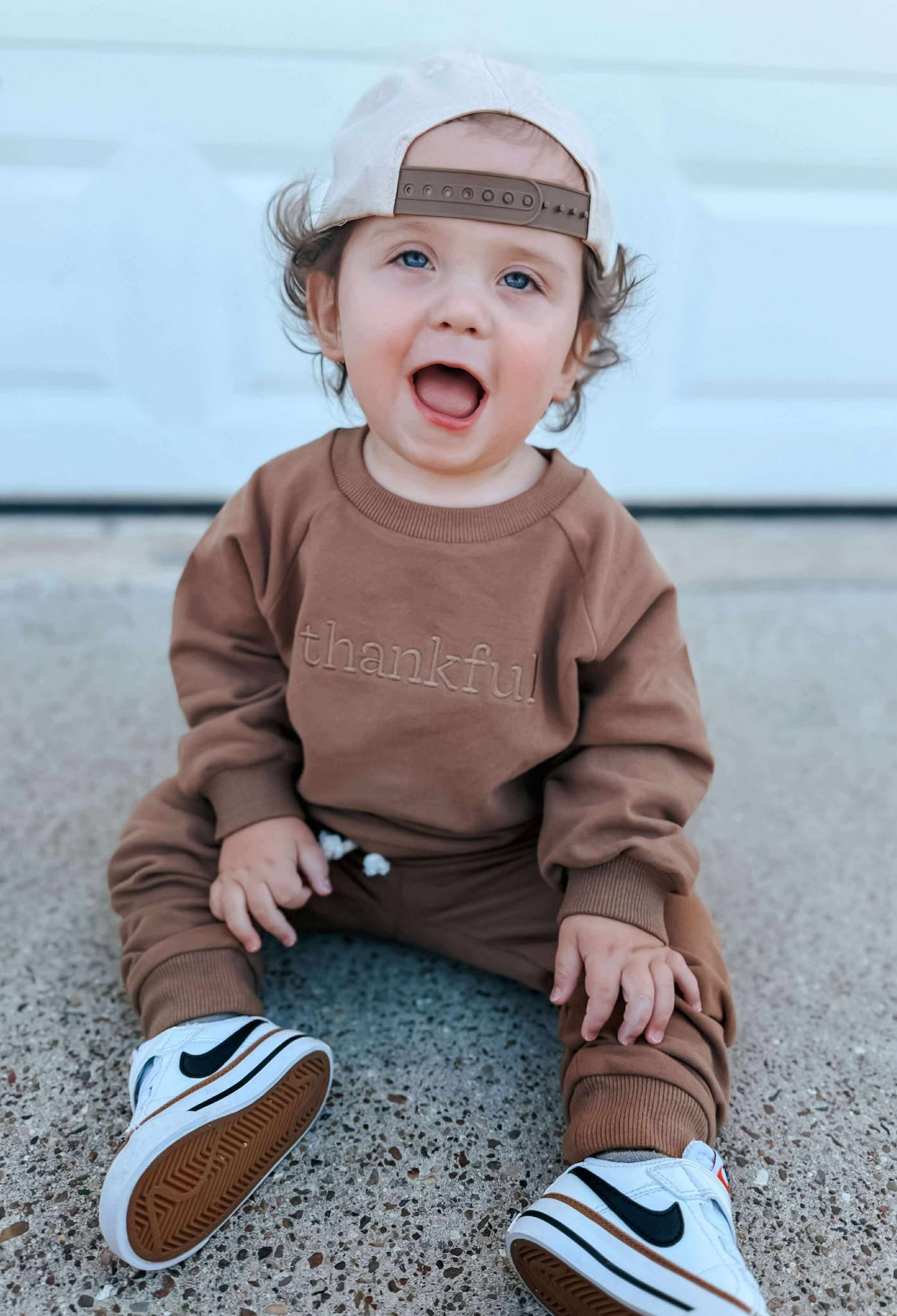 Custom Embroidered Thanksgiving Organic Cotton Sweatsuit - Thankful
