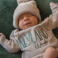 Custom Embroidered Knit Sweater Romper + Add-On Booties & Hat Set