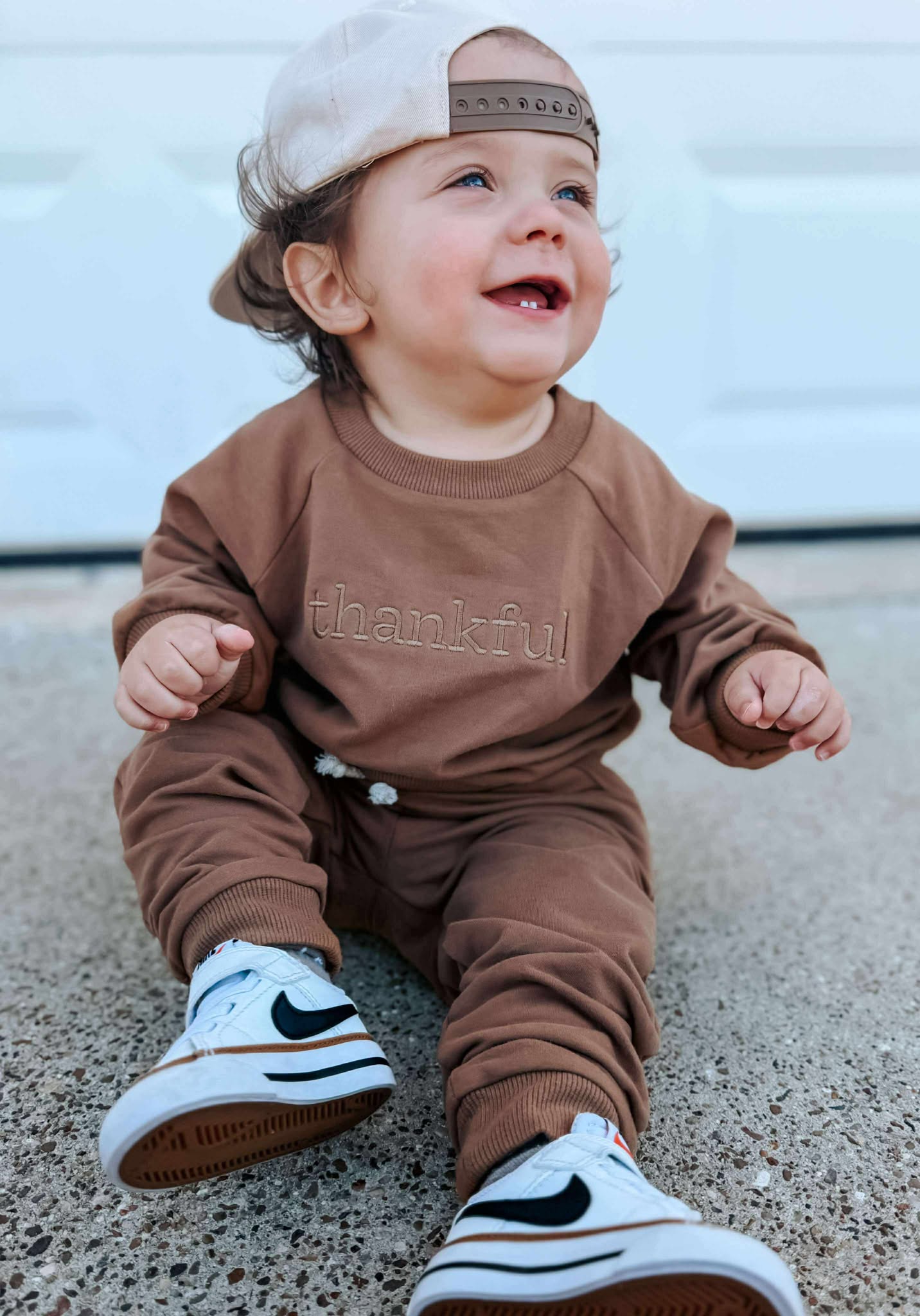 Custom Embroidered Thanksgiving Organic Cotton Sweatsuit - Thankful