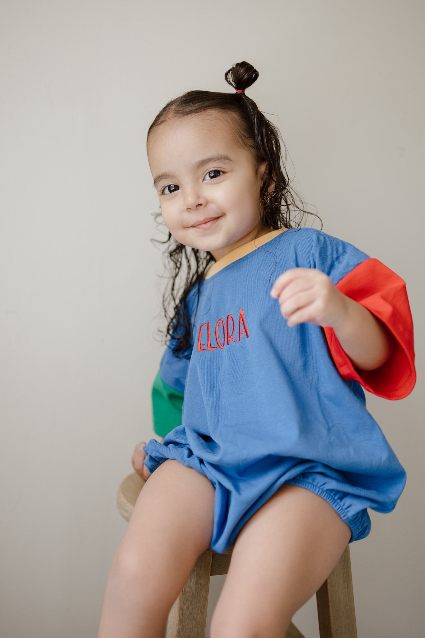 Custom Embroidered 90s Colorblock T-Shirt Romper