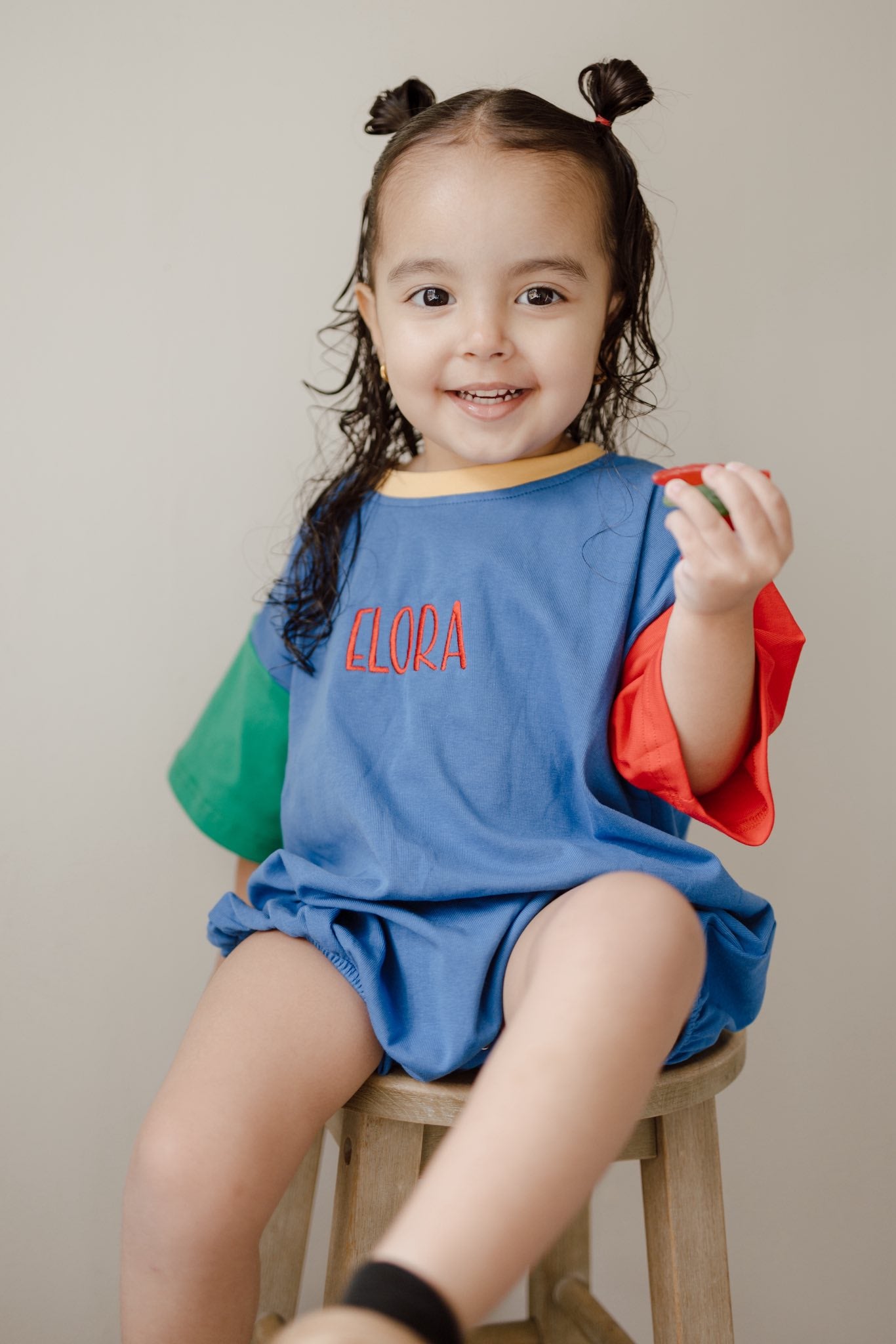 Custom Embroidered 90s Colorblock T-Shirt Romper