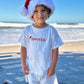 Custom Embroidered Christmas Organic Cotton Shorts Set - Santa Hat