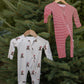 Bamboo Zip Pajamas | Peppermint Stripe Ribbed