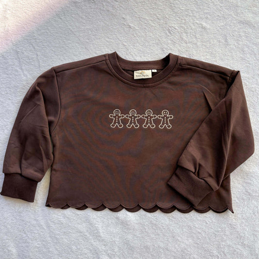 Custom Embroidered Christmas Scalloped Set - Gingerbread