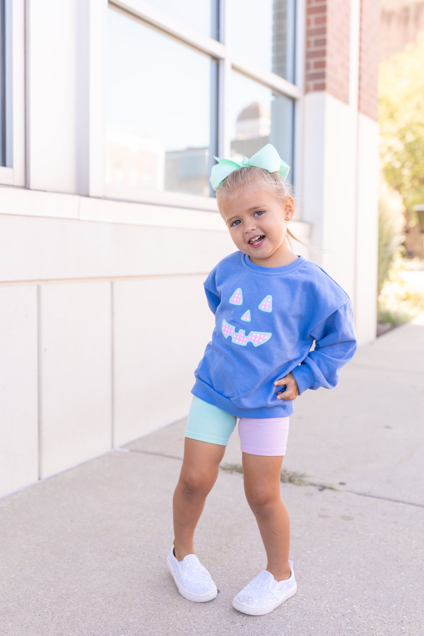 Pastel Gingham Jack O'Lantern Crewneck Sweatshirt or Romper