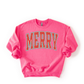 Neon Pink MERRY Varsity Mama + Me Sweatshirt