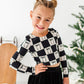 Checkered Bow | CROPPED Bow Back Long Sleeve Top