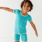 TURQUOISE | Tee + Biker Shorts RIB SET