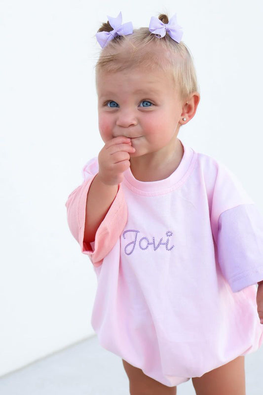 Custom Embroidered Colorblock T-Shirt Romper