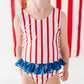 Spangled Stripes | SKIRTED ONE-PIECE