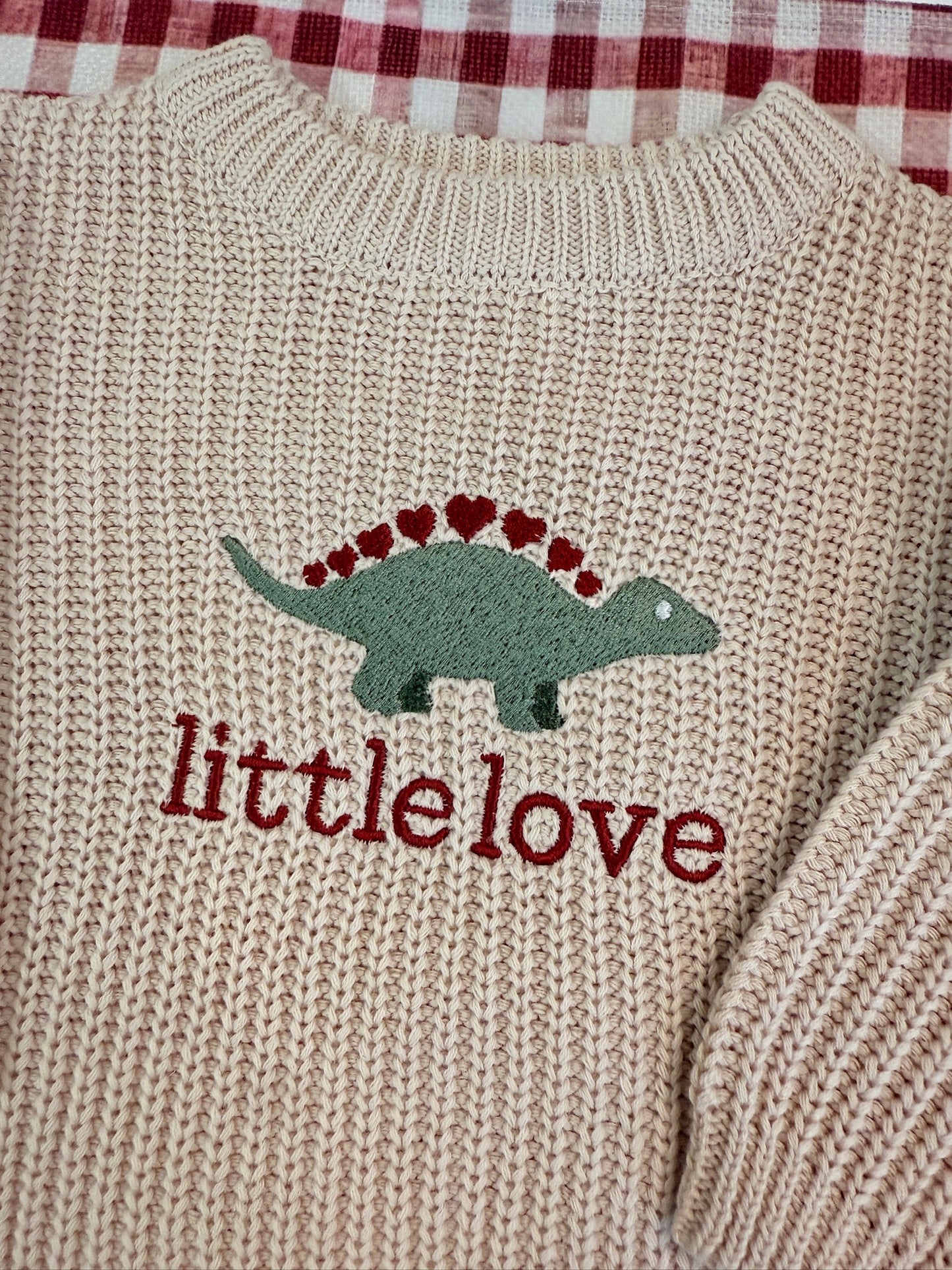 Custom Embroidered Valentine's Knit Sweater - Cream