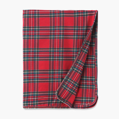 Christmas Bamboo Baby Stroller Blanket – Classic Red Tartan Plaid