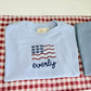 Custom Embroidered Light Blue 4th of July Oversized Tee or T-Shirt Romper - Bow Flag