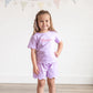 Custom Embroidered Scalloped Shorts Set - Pink or Purple