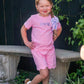 Custom Embroidered Scalloped Shorts Set - Pink or Purple
