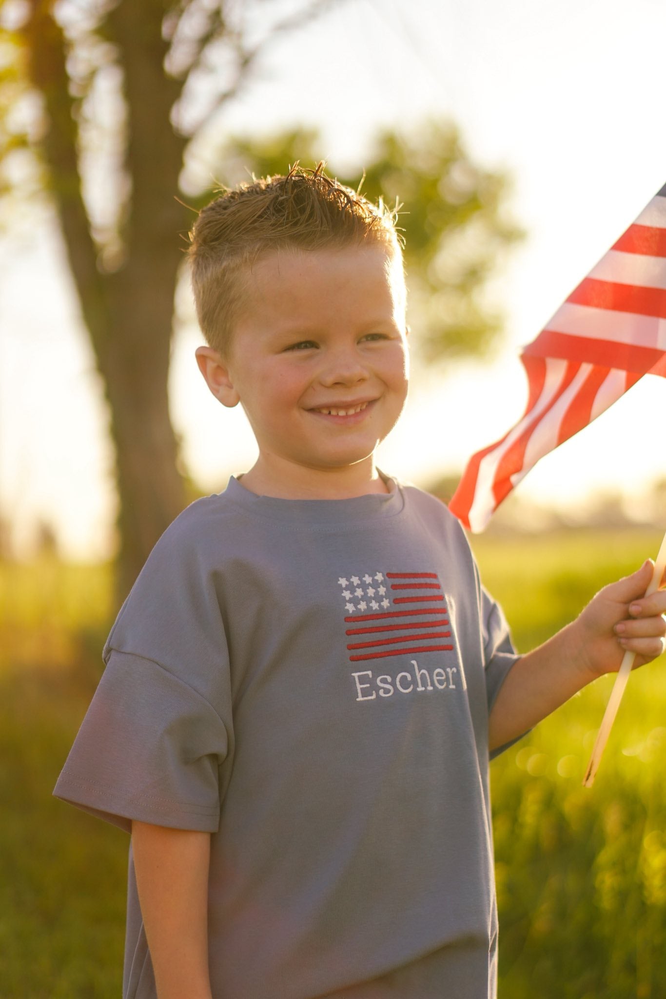 Custom Embroidered Blue 4th of July Tee - pick your design!
