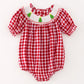 Christmas Tree Smocking Embroidered Girls Romper