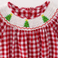 Christmas Tree Smocking Embroidered Girls Romper