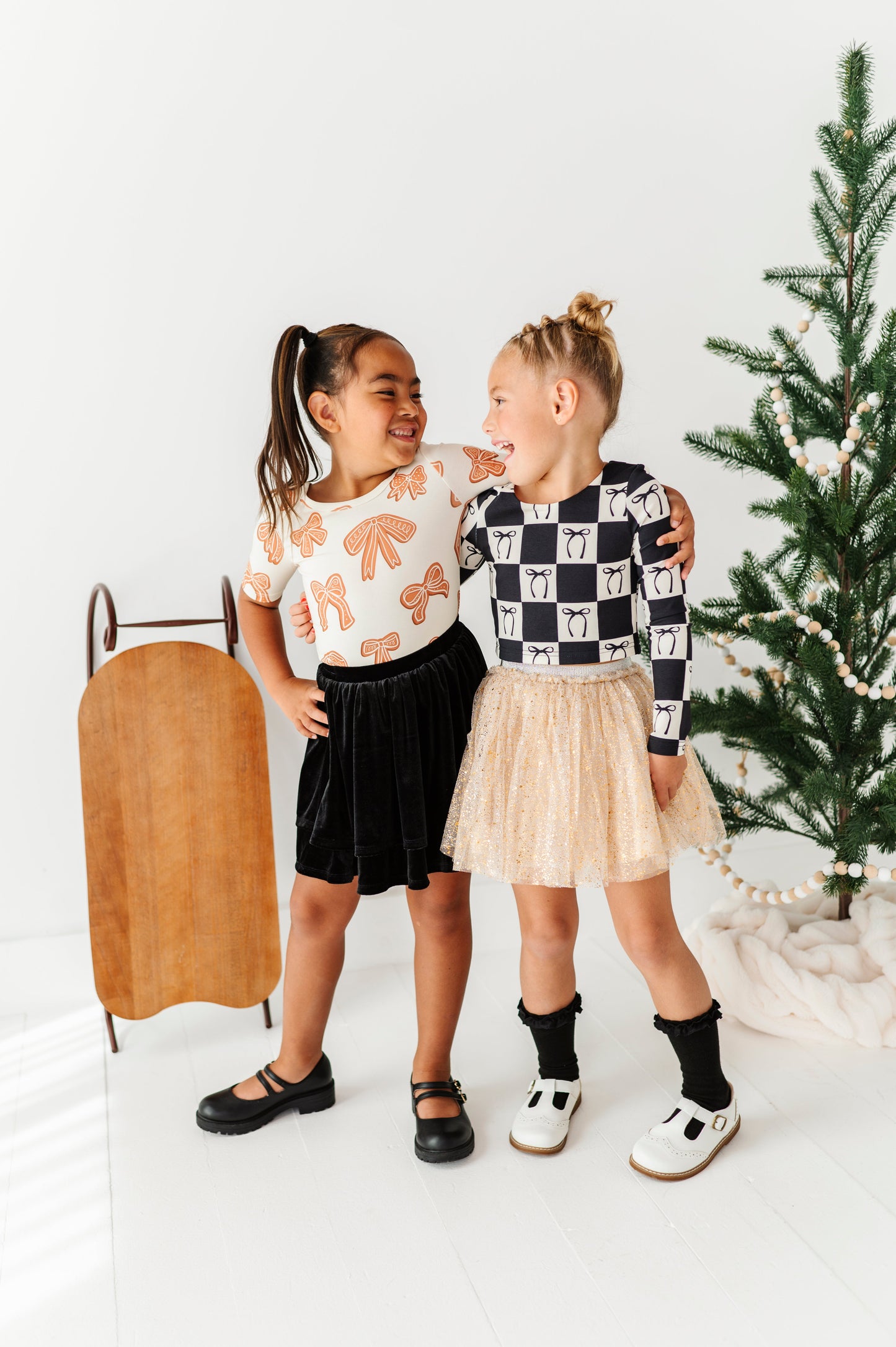 Checkered Bow | CROPPED Bow Back Long Sleeve Top
