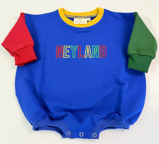 Custom Embroidered 90s Colorblock Crewneck Sweatshirt or Sweatshirt Romper