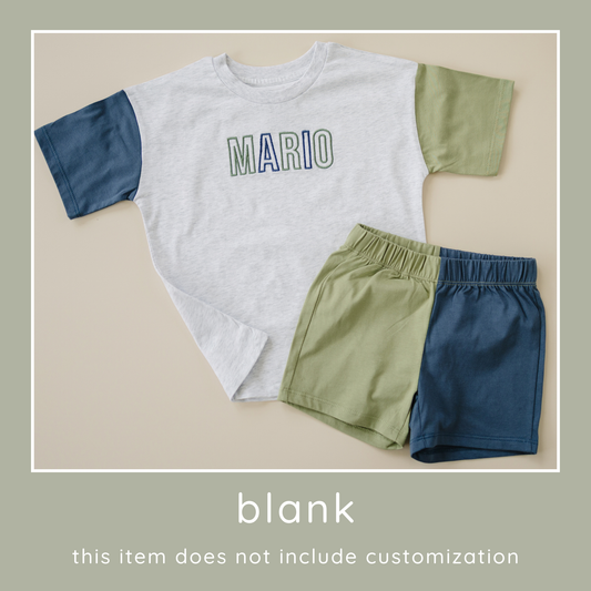 Blank Organic Cotton Colorblock Oversized Tee and Shorts Set
