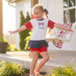 Custom Embroidered 4th of July Colorblock Peplum Set