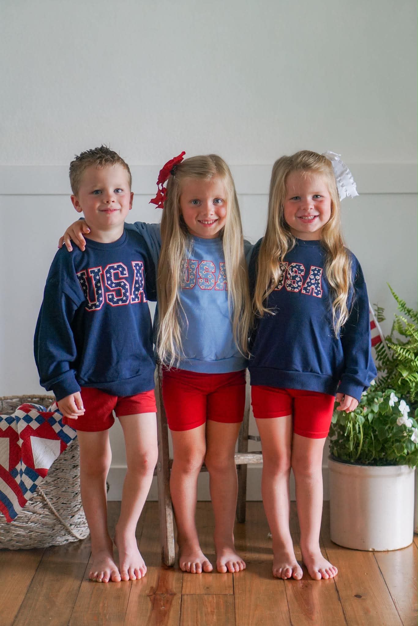 Sweatshirt mit Rundhalsausschnitt und USA Stars