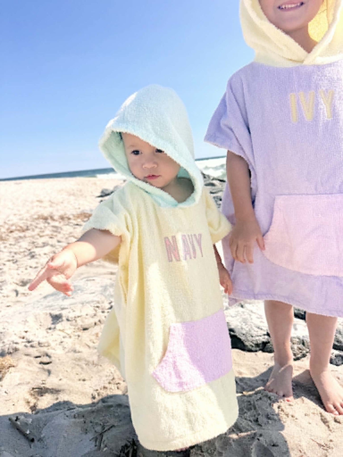 Colorblock Terry Beach Towel Poncho with Optional Custom Embroidery - more colors