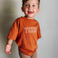 Custom Embroidered Burnt Orange Oversized Tee or T-Shirt Romper