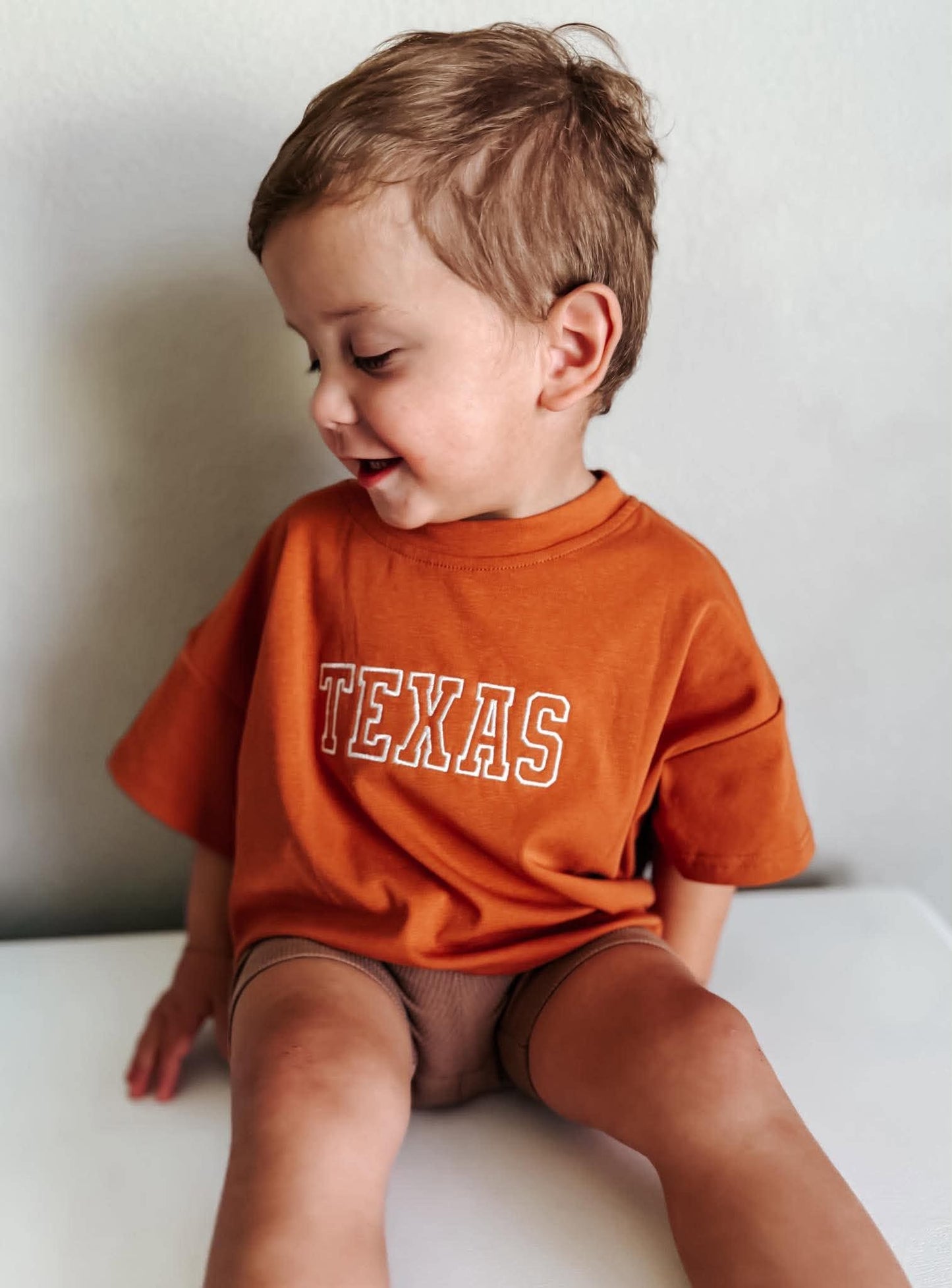 Custom Embroidered Burnt Orange Oversized Tee or T-Shirt Romper