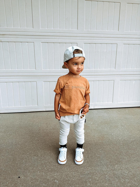 Lil' Pumpkin Embroidered Tee - Faded Autumn