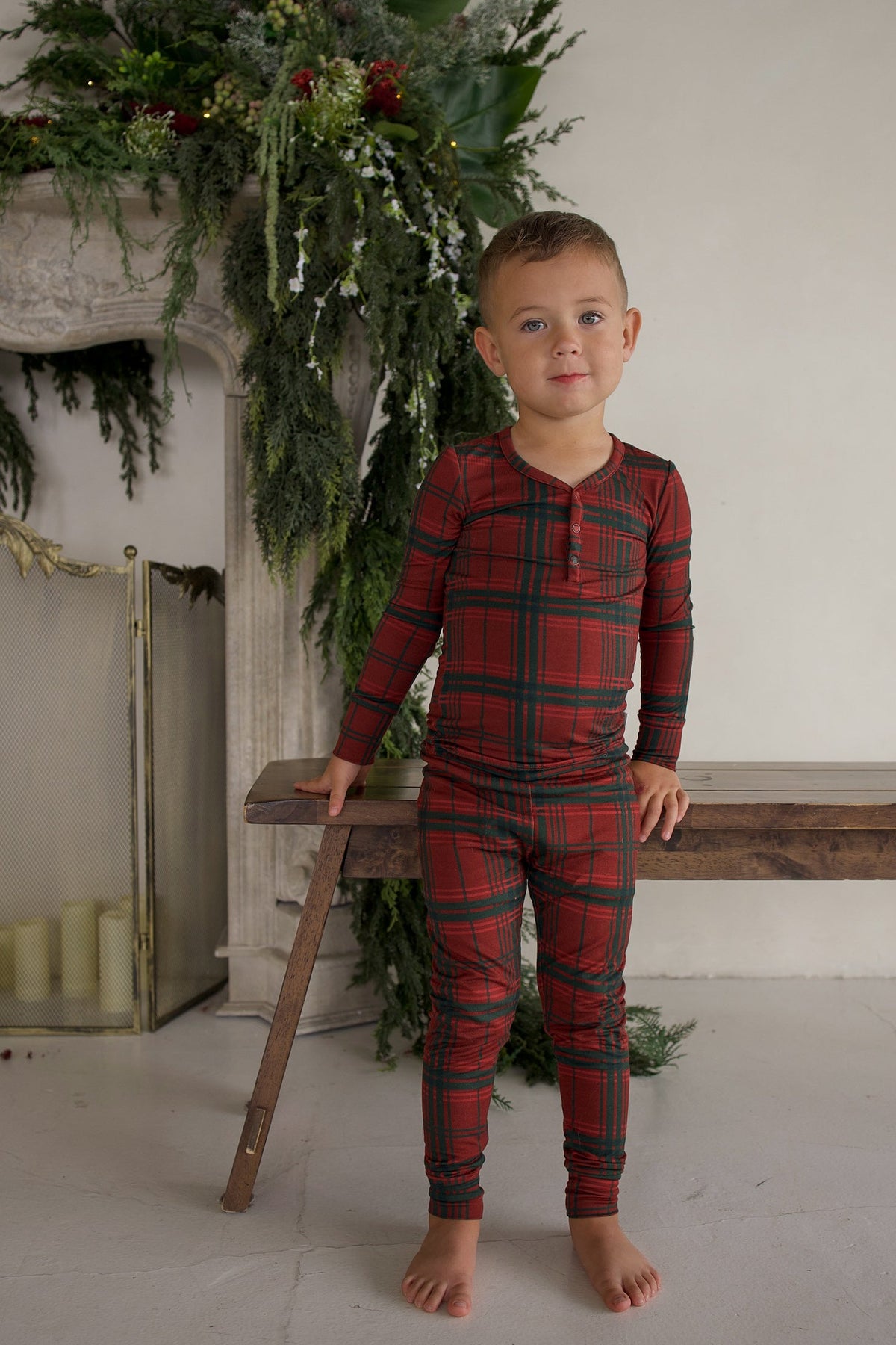 Bamboo Two Piece Pajamas | Christmas Plaid