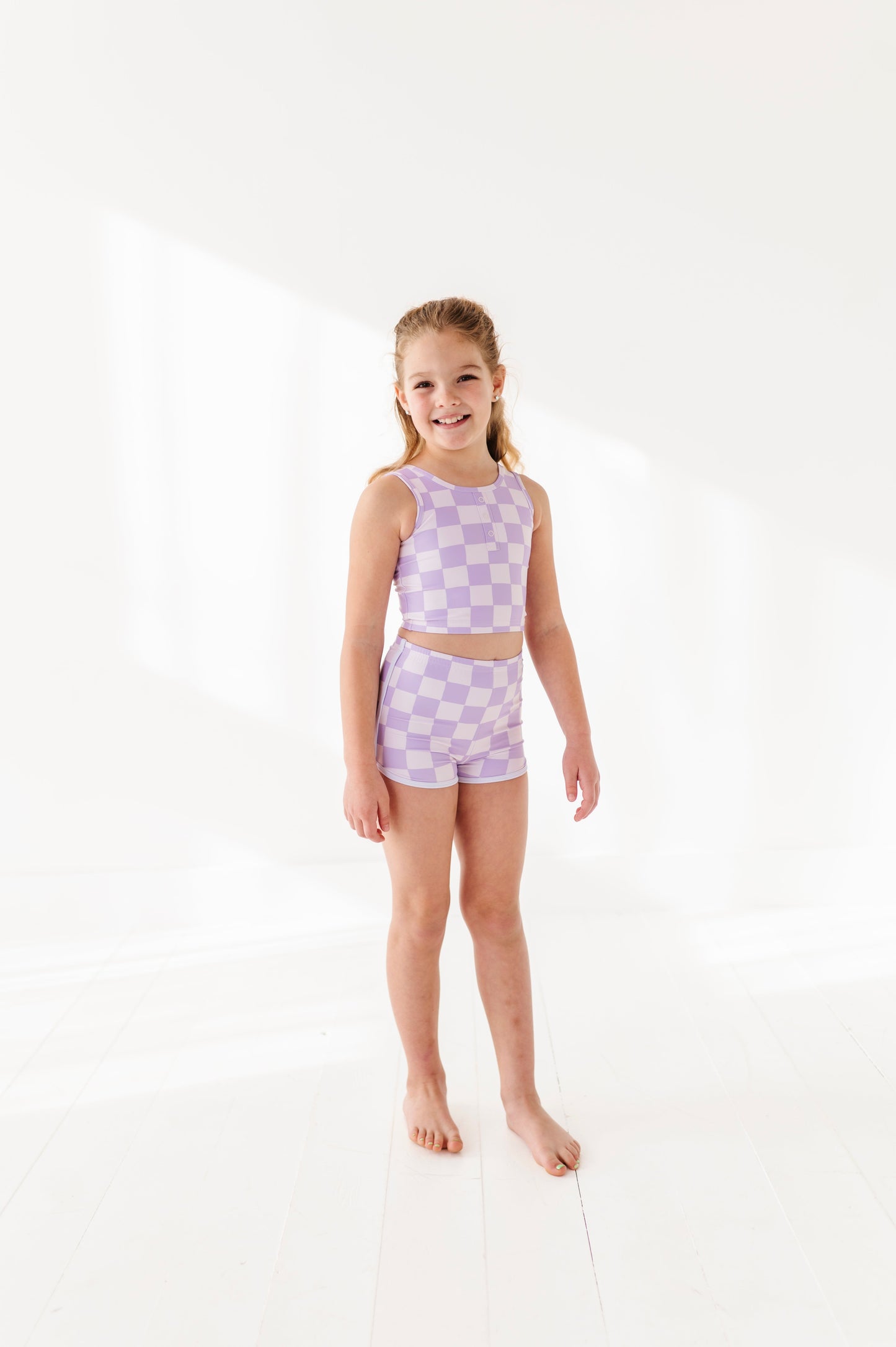 Violet Check: Boy Shorts TWO-PIECE