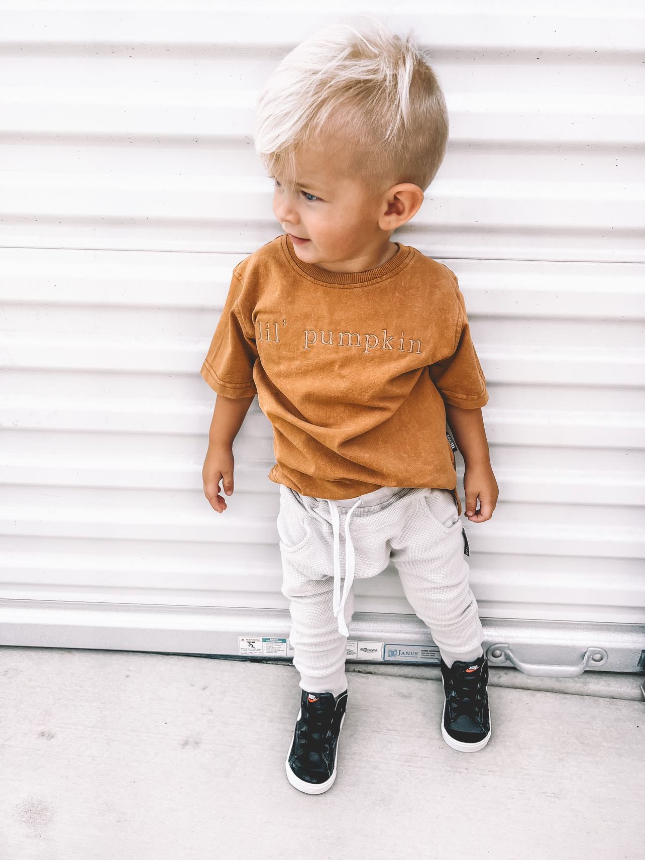 Lil' Pumpkin Embroidered Tee - Faded Autumn