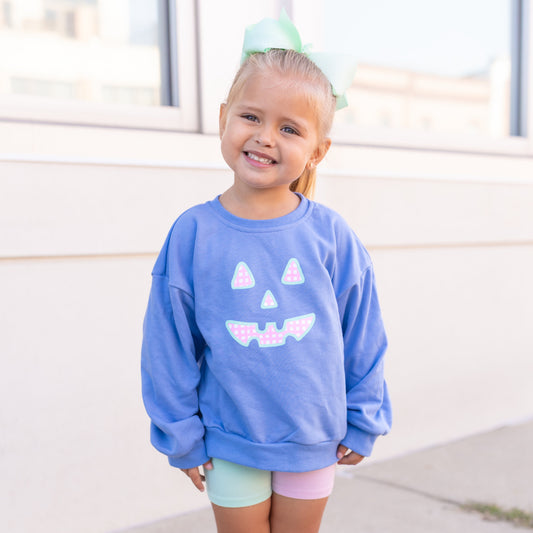 Pastel Gingham Jack O'Lantern Crewneck Sweatshirt or Romper