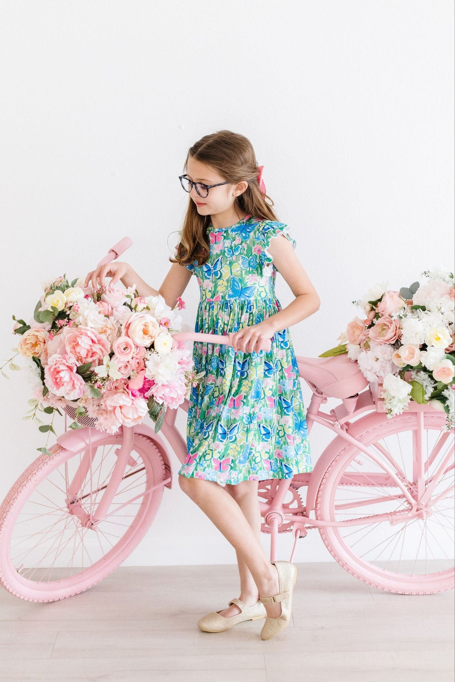 Watercolor Butterflies Flutter Sleeve Twirl Dress