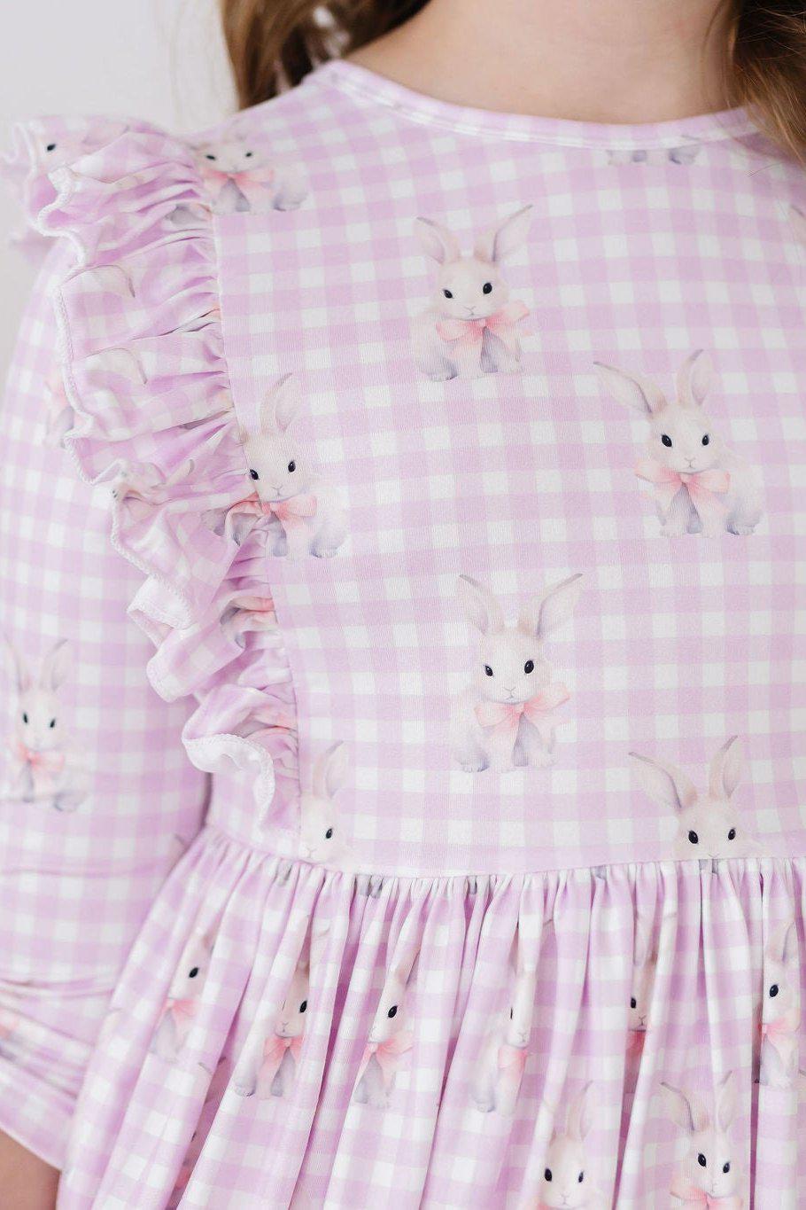 Baby Bunnies 3/4 Sleeve Ruffle Twirl Dress