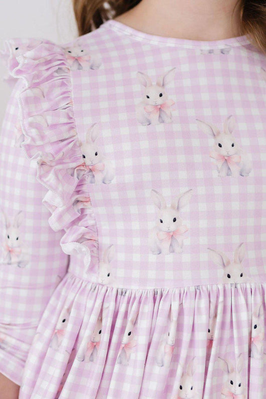 Baby Bunnies 3/4 Sleeve Ruffle Twirl Dress