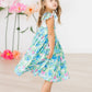 Watercolor Butterflies Flutter Sleeve Twirl Dress