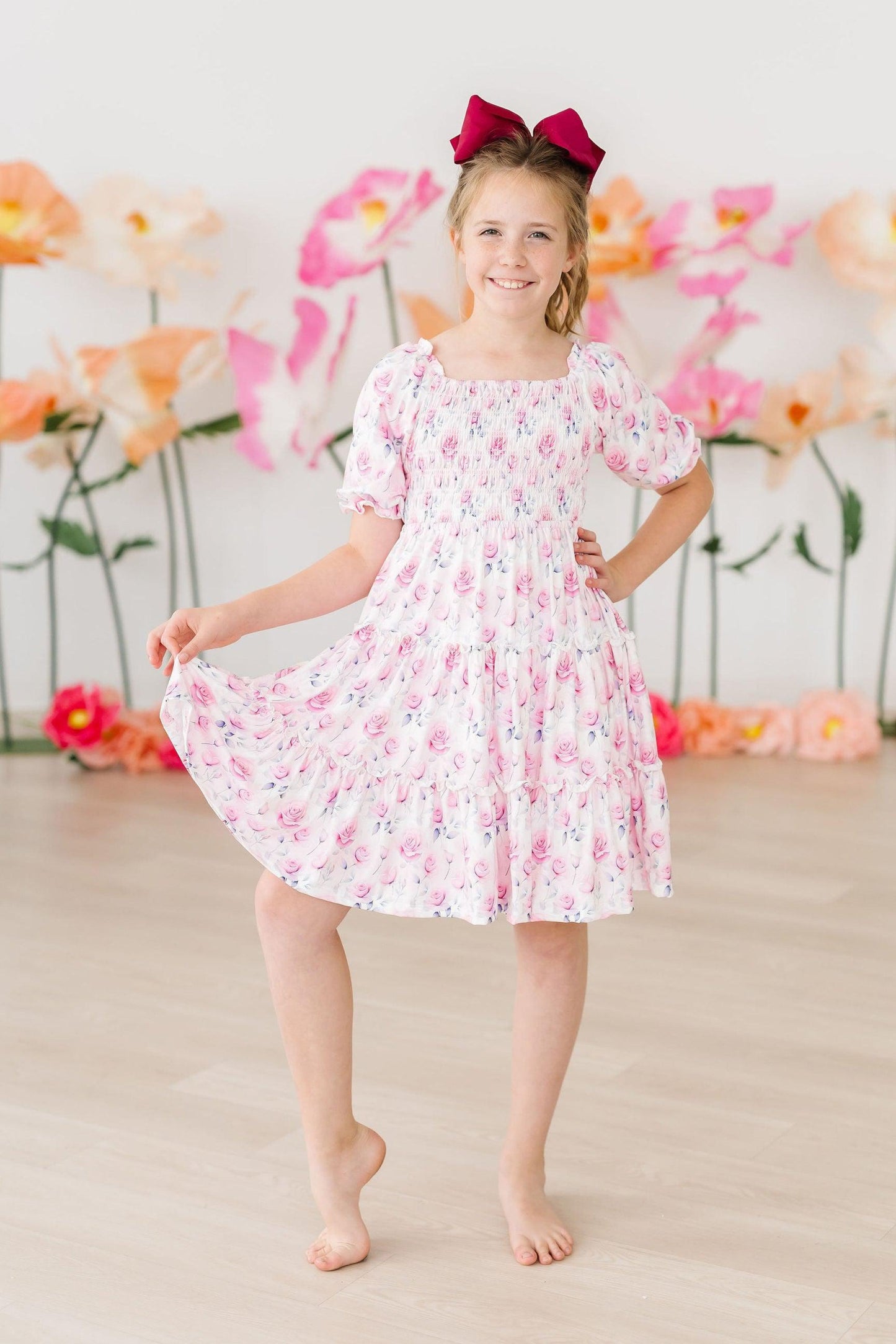 Rose Garden Smocked Ruffle Dress