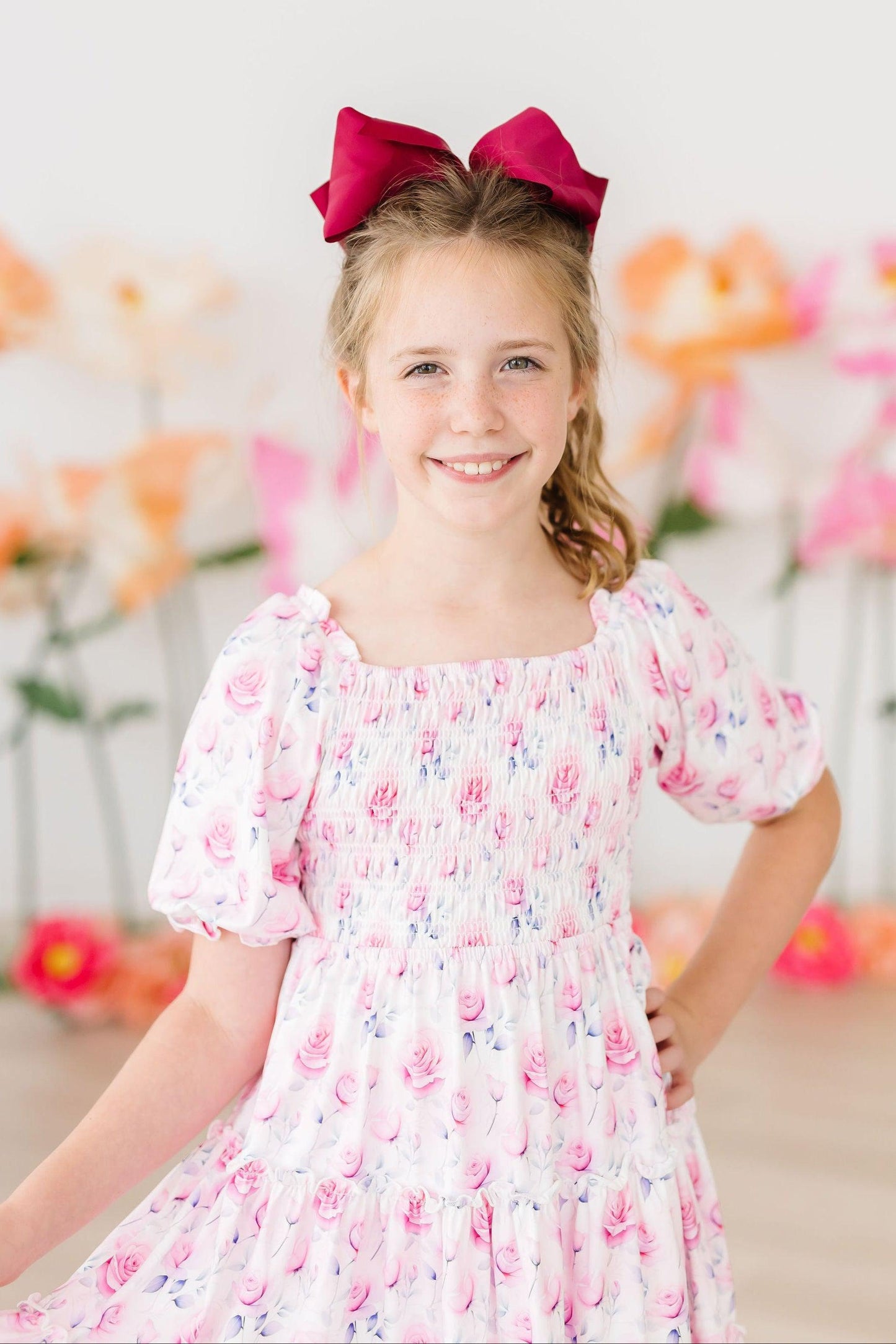 Rose Garden Smocked Ruffle Dress