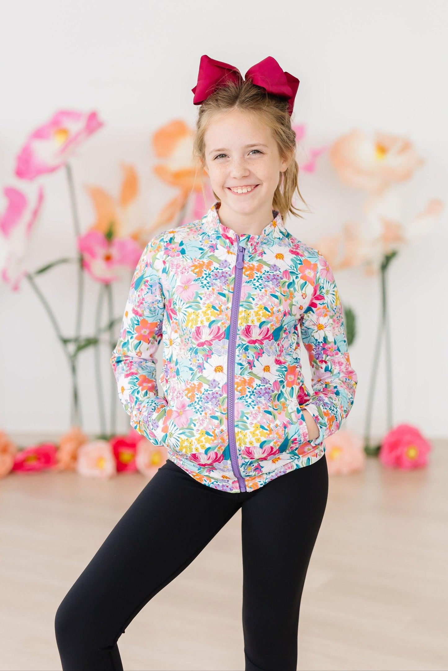 Petal Power Full-Zip Ruffle Active Jacket