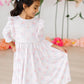 Ribbons & Roses 3/4 Sleeve Ruffle Twirl Dress