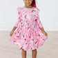 Jolly Old Saint Nick 3/4 Sleeve Ruffle Twirl Dress