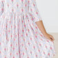 Pink Nutcracker 3/4 Sleeve Pocket Twirl Dress