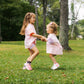 Custom Embroidered Colorblock Tee and Biker Shorts Set - Pink & Purple Set